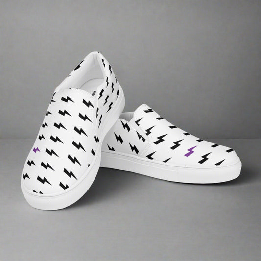 "Black Lightning" White - Women’s slip-on shoes